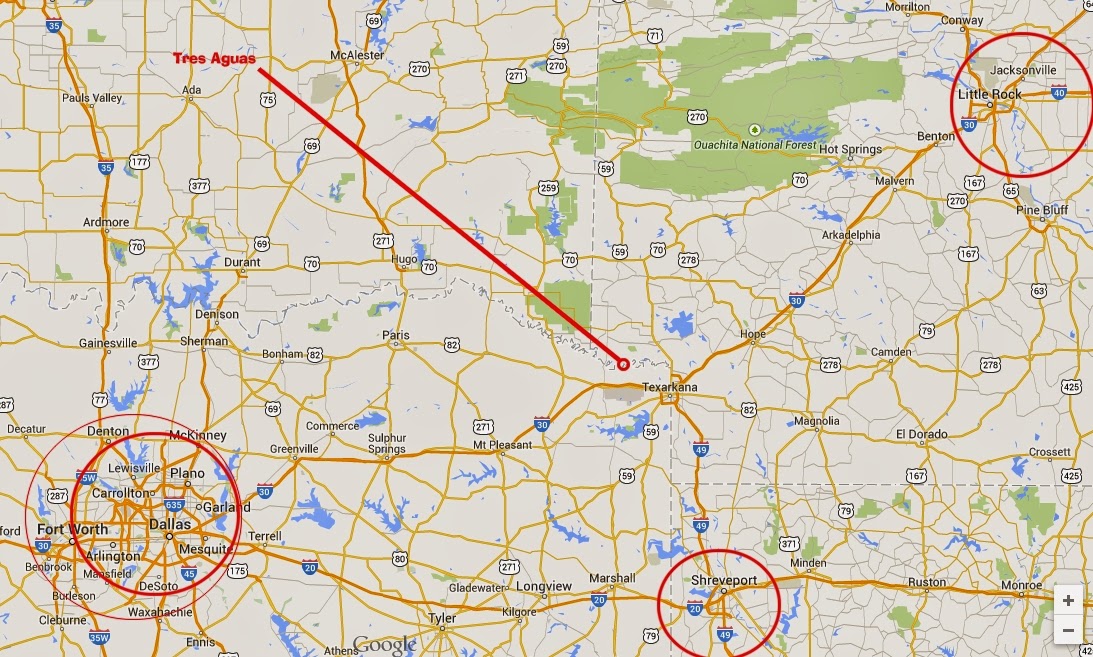 Tres Aguas and Cities Map